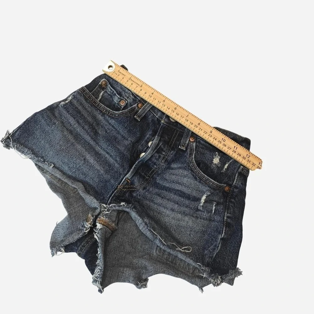 Levi's Dark Wash Short Denim with frayed hem- 24‎